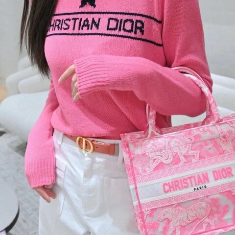 Dior 小號托特tote 螢光粉 22年 99新 配件塵袋(細節私訊)