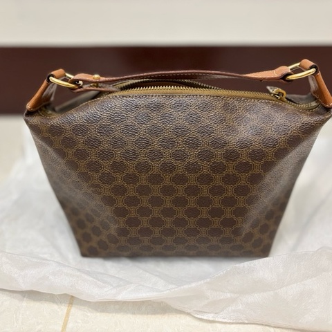Celine vintage 老花 遛狗包 便當包 手提包 Macadam Pattern Handbag
