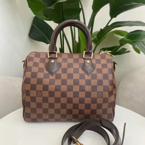 「JL精品代購」95新 LV棋盤格Speedy 30附肩背帶