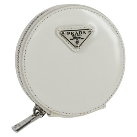 PRADA 零皮夾 漆皮 白色 正品 127894V