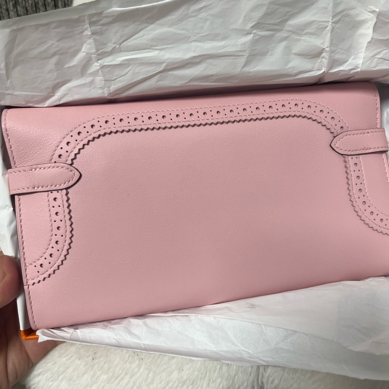 Hermes🌟Kelly Wallet🌸櫻花粉銀扣🌸99.8新💗閑置🌟貼膜在🌟有盒🌟Swift皮🌟長銀包🌟-5
