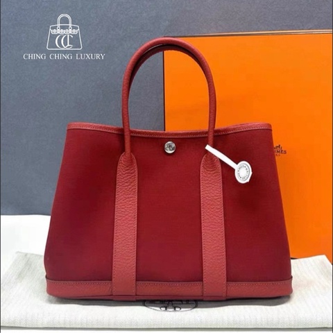 Hermes🌈Garden party 30❤️紅色帆布拼皮❤️閑置未使用🌈