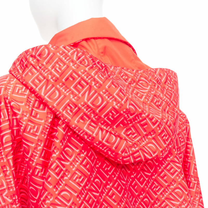 FENDI SKIMS red FF monogram print nylon cropped anorak windbreaker M-1