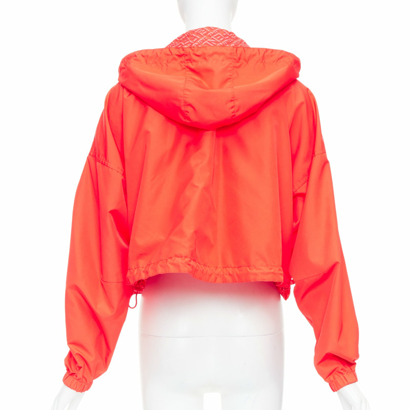 FENDI SKIMS red FF monogram print nylon cropped anorak windbreaker M-6