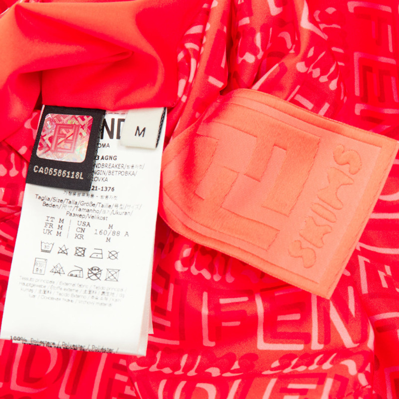 FENDI SKIMS red FF monogram print nylon cropped anorak windbreaker M-10