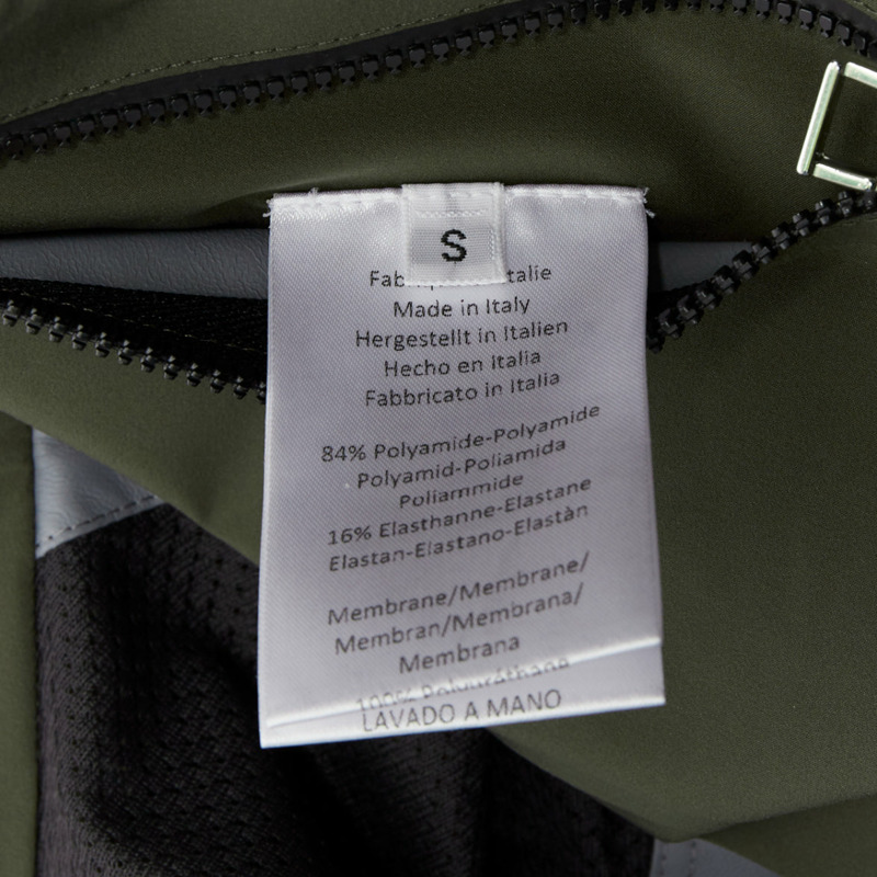 HERMES Ponant khaki polyamide blend black trim zip up hooded windbreaker S-9