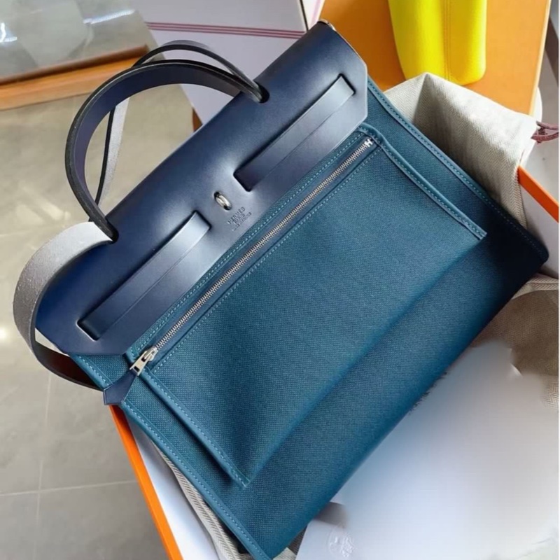 Hermes🌈Herbag 31🧡深海藍拼靛藍色銀扣🧡🌟全套有單🌈閑置未使用🌟Full Set🌟-4