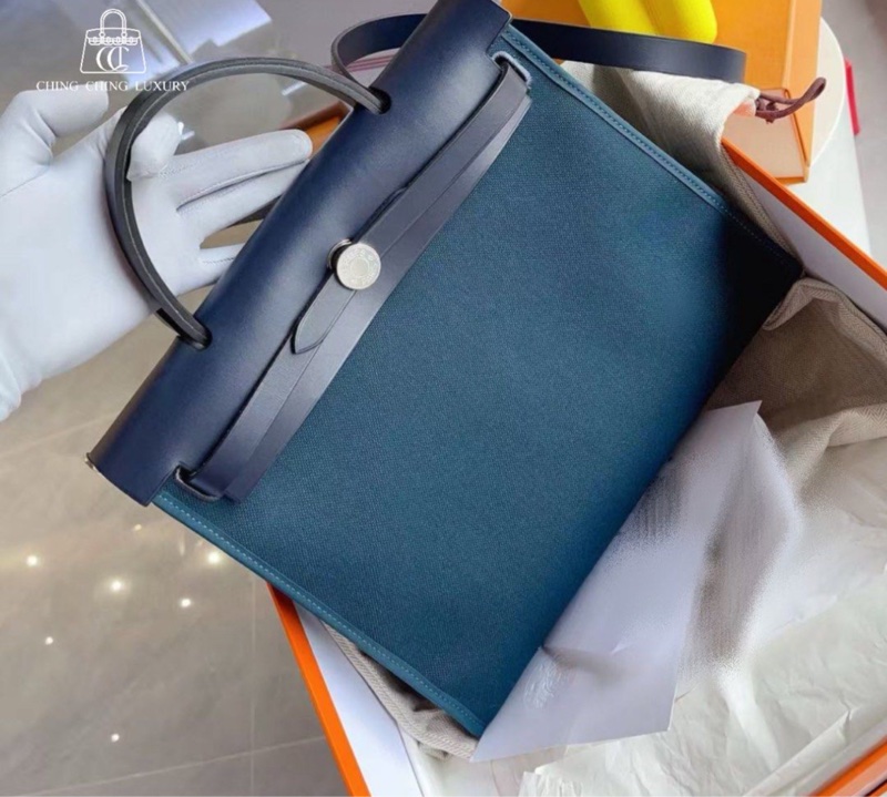 Hermes🌈Herbag 31🧡深海藍拼靛藍色銀扣🧡🌟全套有單🌈閑置未使用🌟Full Set🌟-5