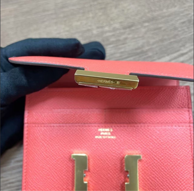 Hermes🌈Constance Wallet❤️齋普爾粉金扣❤️99新🌟Epsom皮🌟閑置🌟短銀包🌟-1