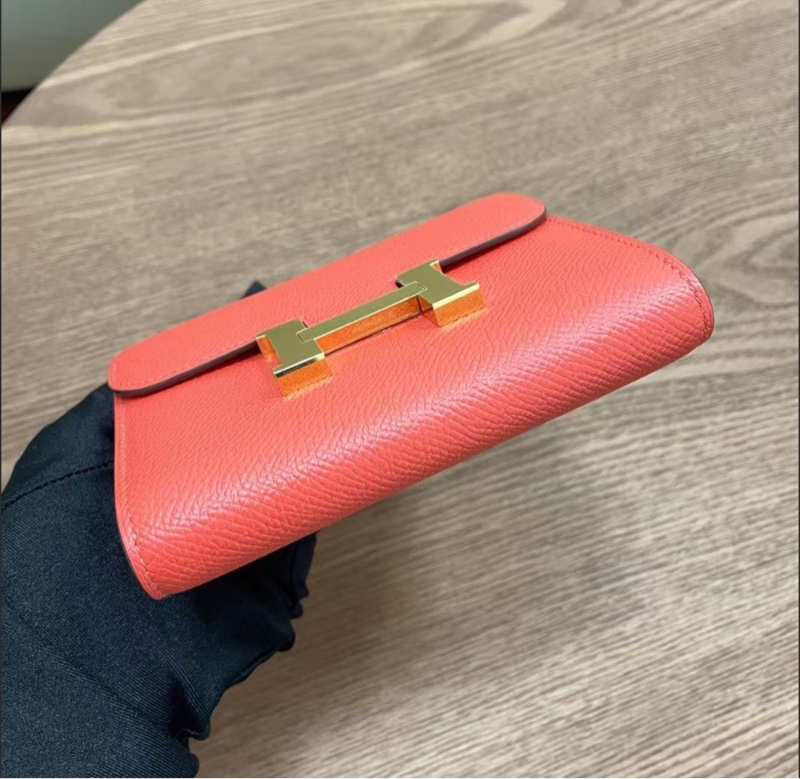 Hermes🌈Constance Wallet❤️齋普爾粉金扣❤️99新🌟Epsom皮🌟閑置🌟短銀包🌟-6