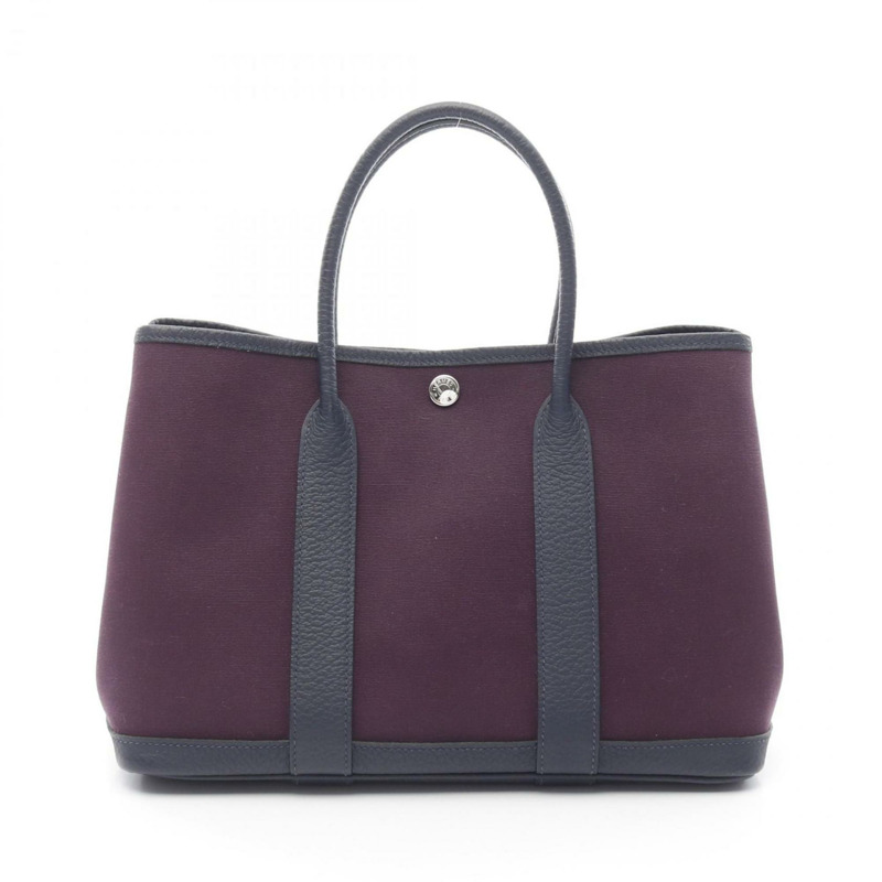 愛馬仕 HERMES Garden TPM 手提包 皮革 Negonda Toile Officier 女包 紫色 Navy-0