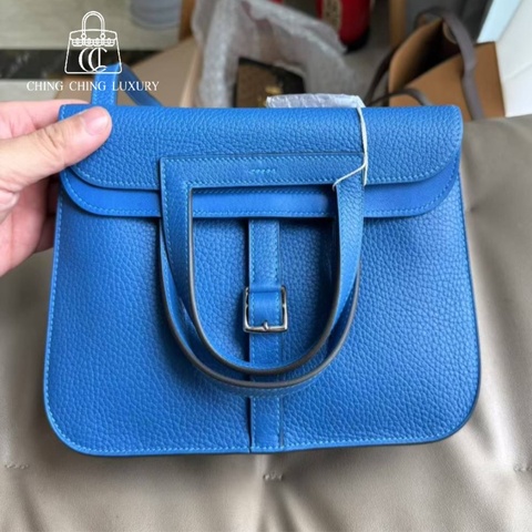 🌈Hermes💙Halzan 25💙藍色銀扣🌟TC皮🌟99新🌟閑置🌟