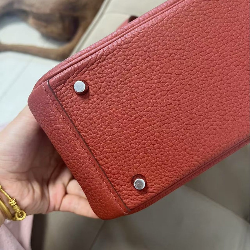 🌟Hermes🌈Mini Lindy一代❤️磚紅色銀扣❤️99就🌟TC皮🌟閑置🌟貼膜在🌟-7