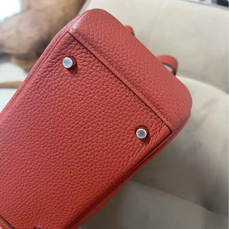 🌟Hermes🌈Mini Lindy一代❤️磚紅色銀扣❤️99就🌟TC皮🌟閑置🌟貼膜在🌟-8