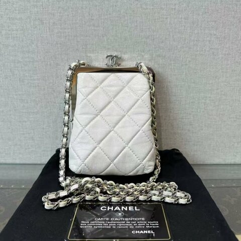 CHANEL 22C白銀雙面肩背斜背包 10*12*4 98新配件塵袋保卡