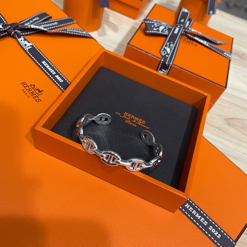 愛馬仕純銀豬鼻子手鐲-0