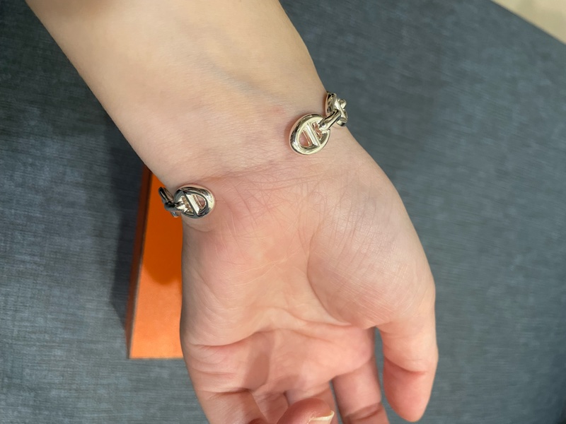 愛馬仕純銀豬鼻子手鐲-3