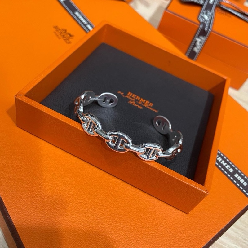 愛馬仕純銀豬鼻子手鐲-11