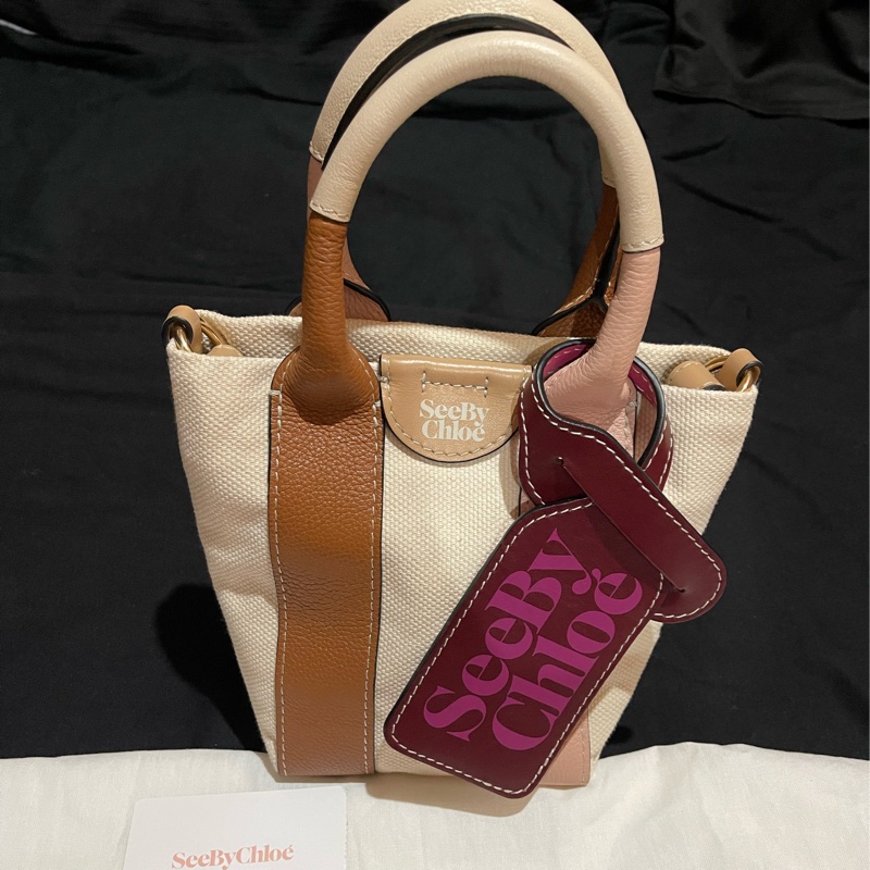 See By Chloe帆布拼接皮革手提側背包-0