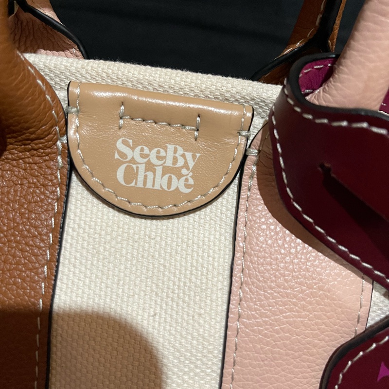 See By Chloe帆布拼接皮革手提側背包-4