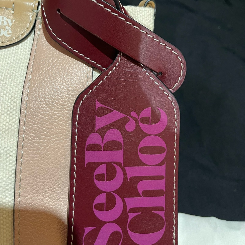 See By Chloe帆布拼接皮革手提側背包-28