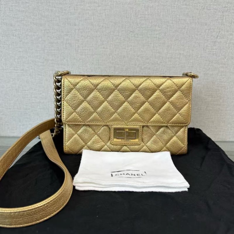 CHANEL 限量金色Trendy2.55肩背斜背包 20.5*13*8 98新 配件塵袋-0