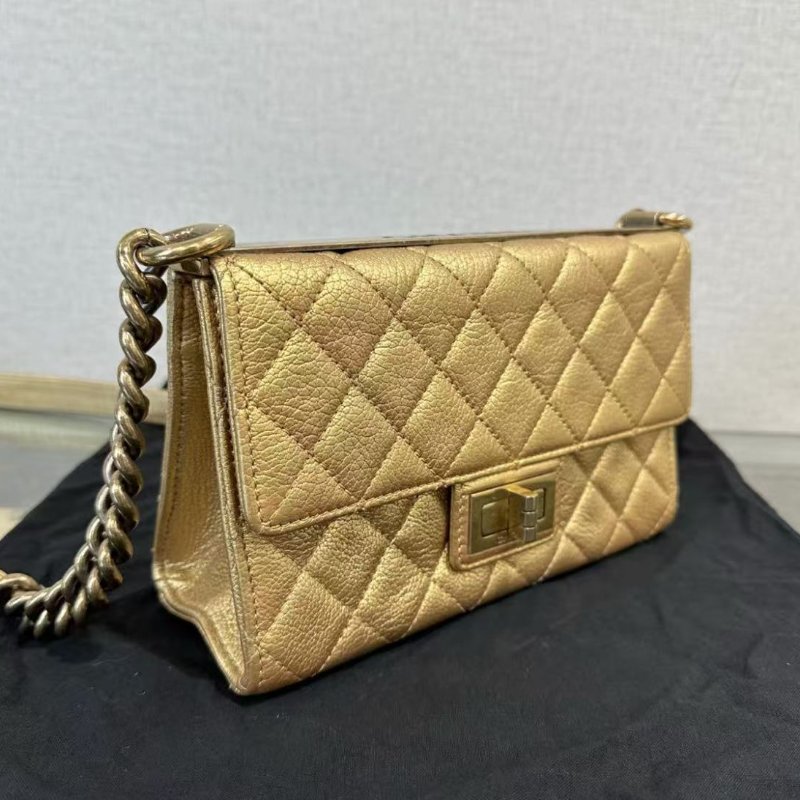 CHANEL 限量金色Trendy2.55肩背斜背包 20.5*13*8 98新 配件塵袋-1
