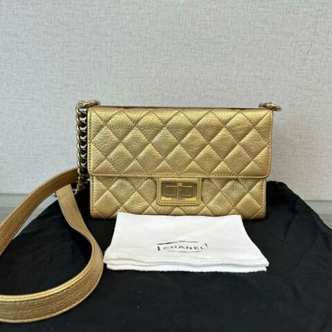 CHANEL 限量金色Trendy2.55肩背斜背包 20.5*13*8 98新 配件塵袋