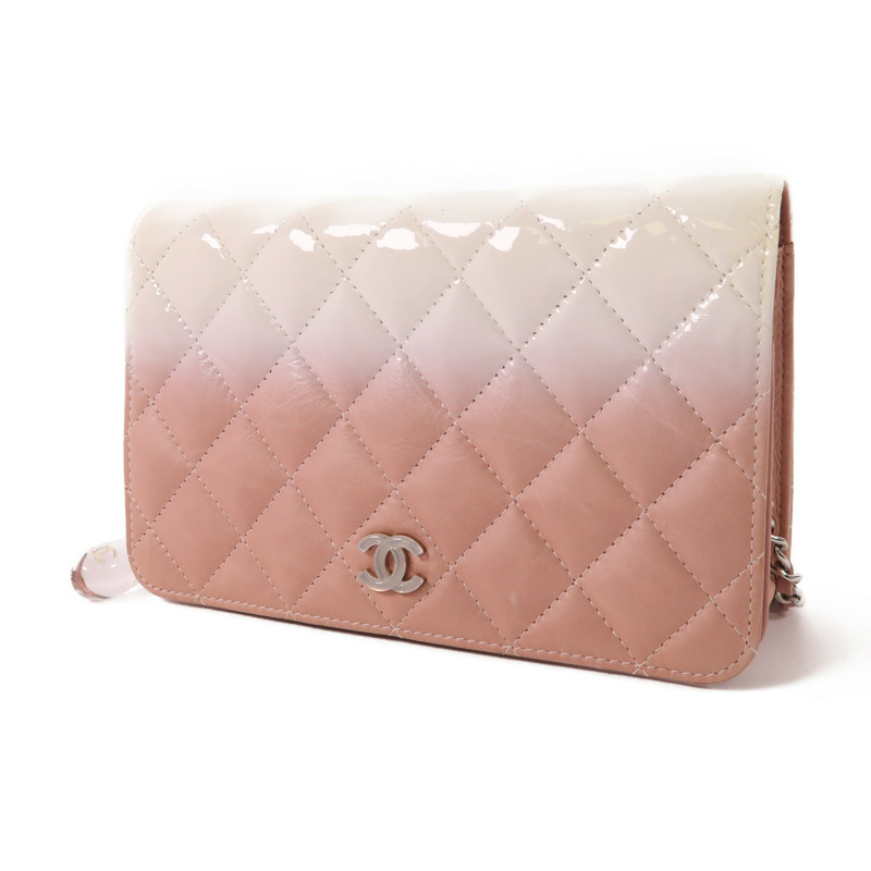 CHANEL 漆皮皮革/牛皮皮革WOC Wallet On Chain銀扣鏈帶肩背袋-2