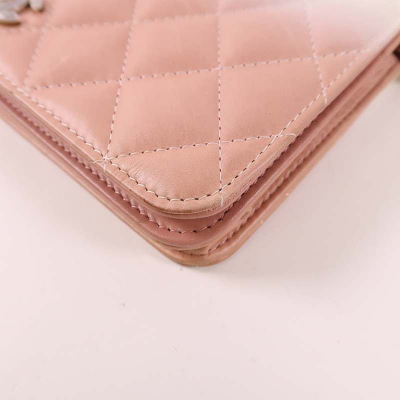 CHANEL 漆皮皮革/牛皮皮革WOC Wallet On Chain銀扣鏈帶肩背袋-11