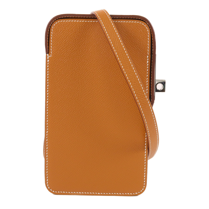 HERMES 【激減優惠】Epsom皮革Hac A Box Phone Case銀扣肩背袋Gold-0