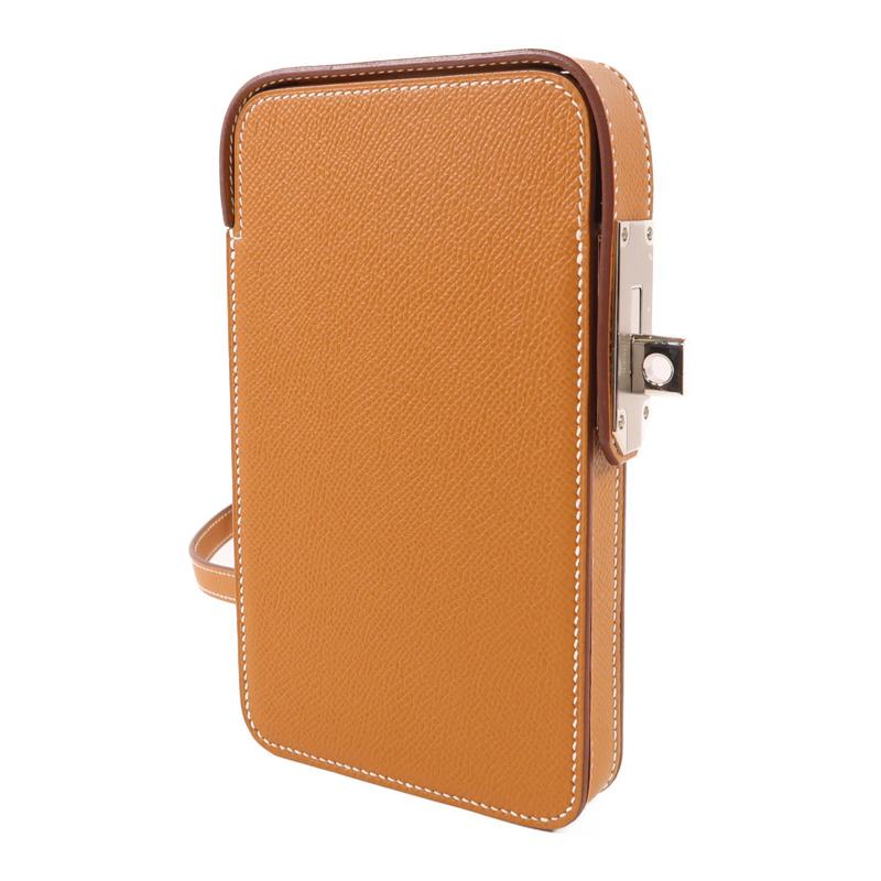 HERMES 【激減優惠】Epsom皮革Hac A Box Phone Case銀扣肩背袋Gold-2