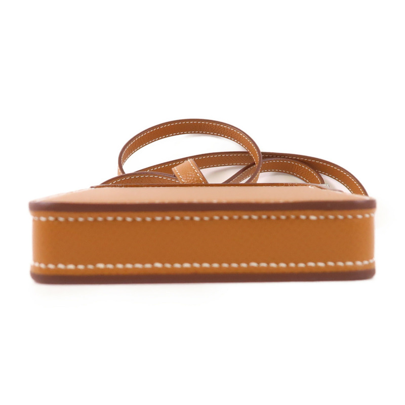 HERMES 【激減優惠】Epsom皮革Hac A Box Phone Case銀扣肩背袋Gold-3