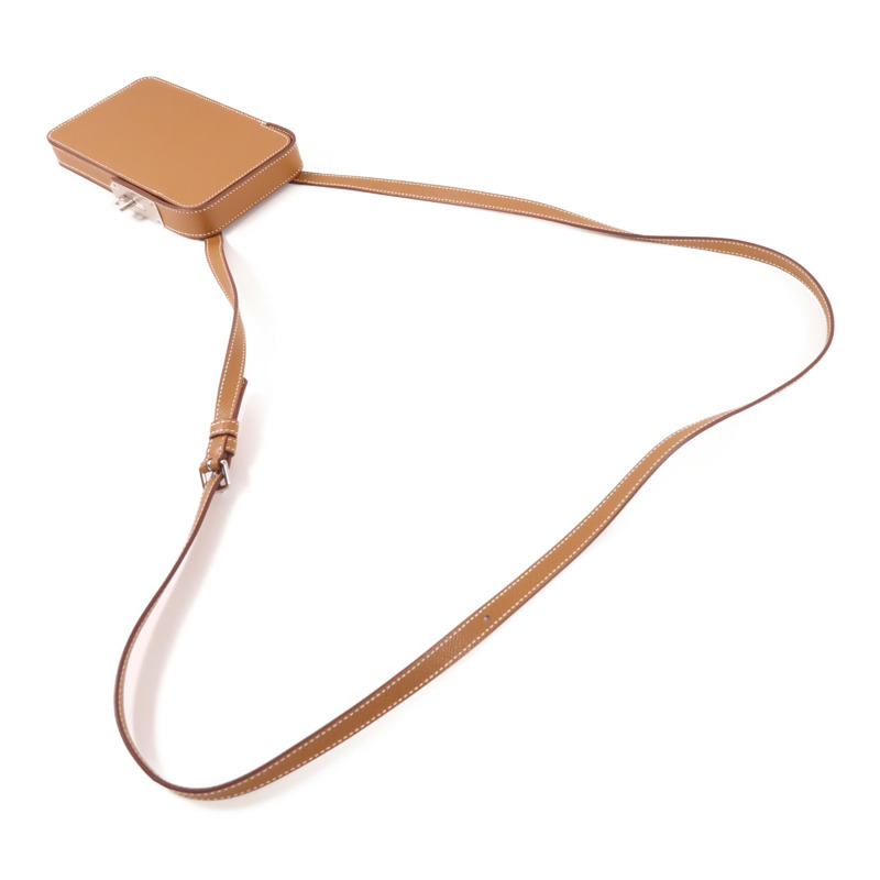 HERMES 【激減優惠】Epsom皮革Hac A Box Phone Case銀扣肩背袋Gold-4