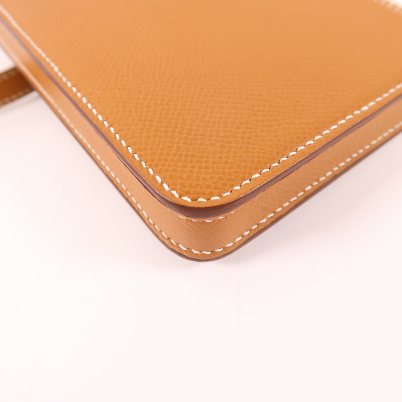 HERMES 【激減優惠】Epsom皮革Hac A Box Phone Case銀扣肩背袋Gold-11