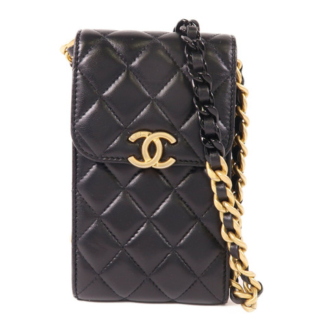 CHANEL 羊皮皮革Phone Case金扣鏈帶肩背袋