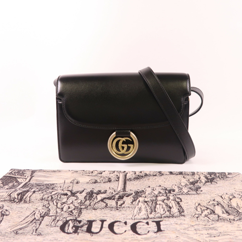 GUCCI 牛皮皮革Shoulder Bag金扣肩背袋-15
