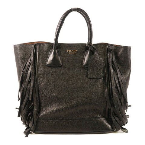 PRADA Cervo皮革Handbag金扣手挽袋