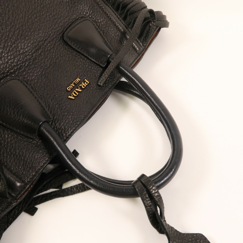 PRADA Cervo皮革Handbag金扣手挽袋-4