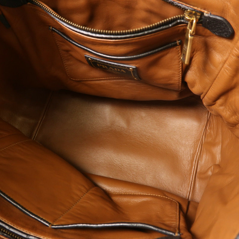 PRADA Cervo皮革Handbag金扣手挽袋-5