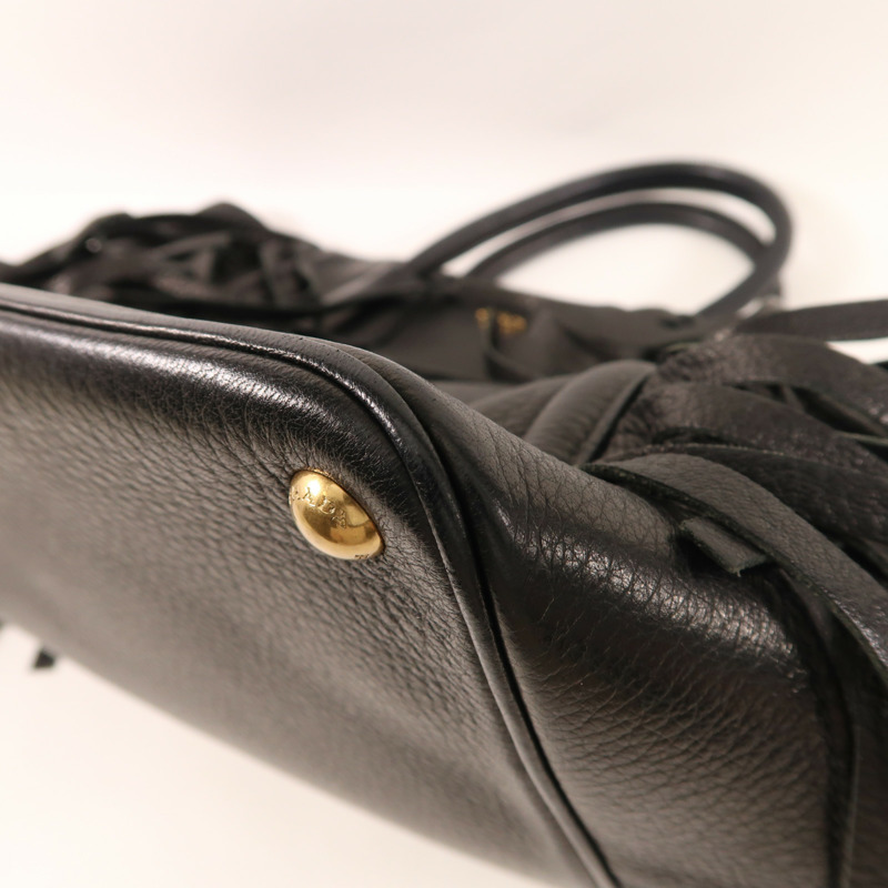 PRADA Cervo皮革Handbag金扣手挽袋-12