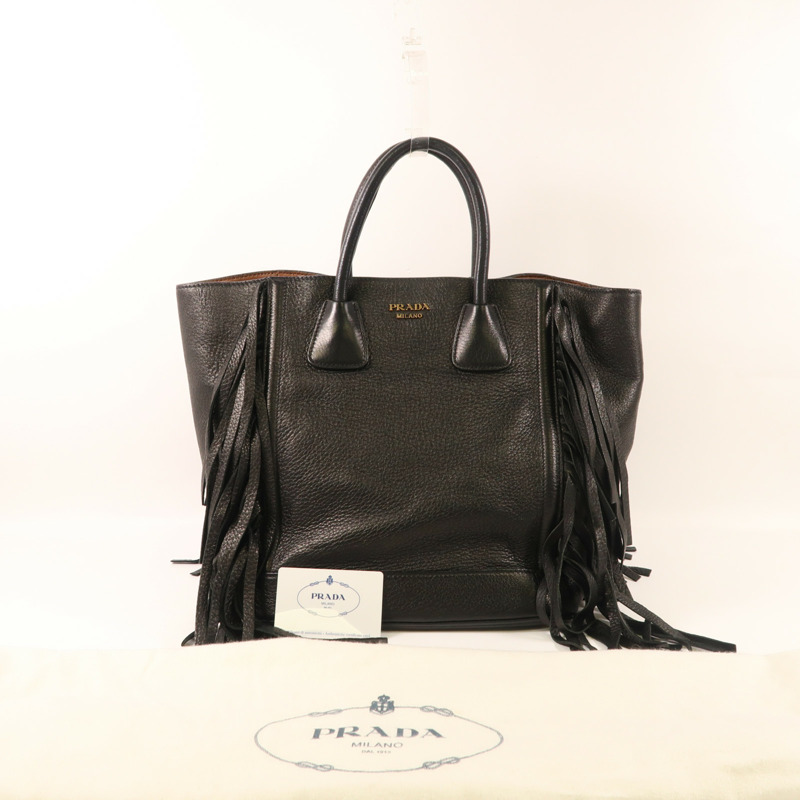 PRADA Cervo皮革Handbag金扣手挽袋-16