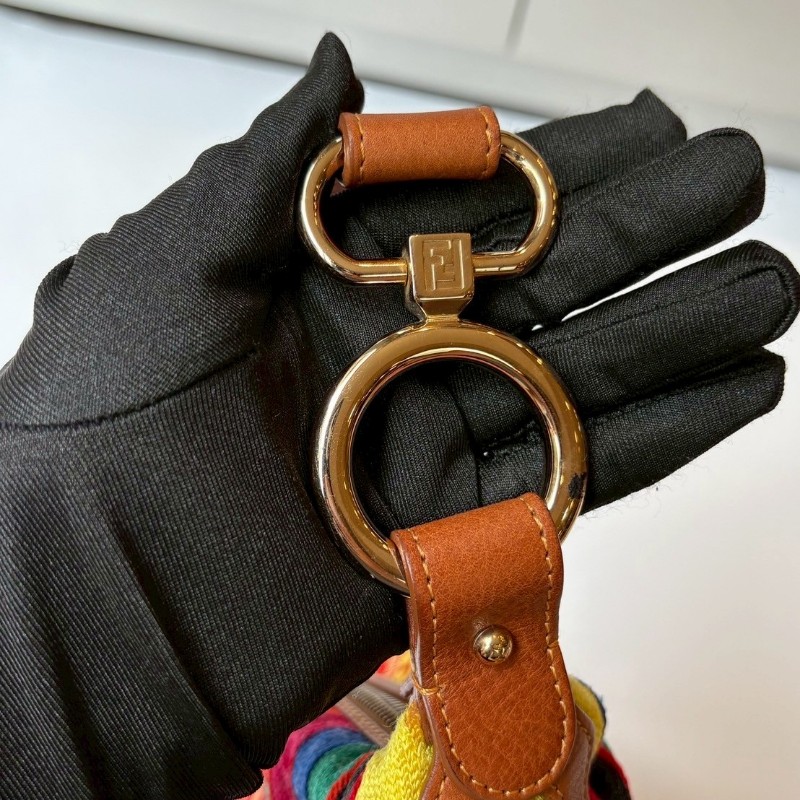 Fendi 彩色珠珠刺繡布單肩側包-6