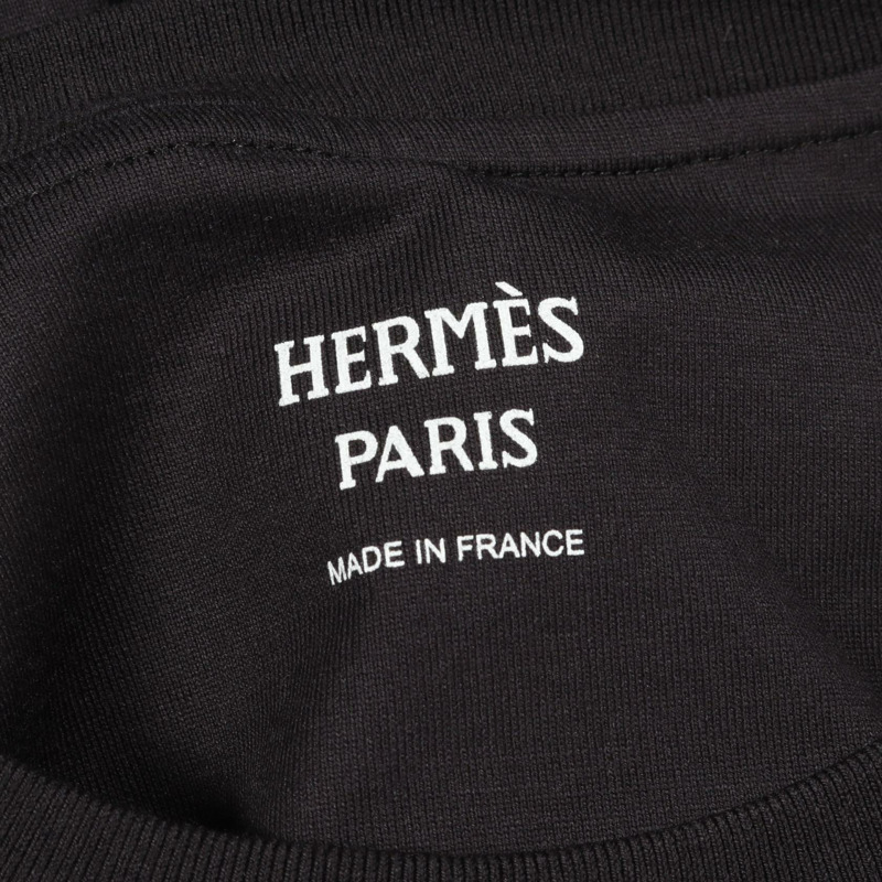 HERMES Cartouche Colors de Jour 藍黑色 T 卹上衣棉質二手女款 #40-2