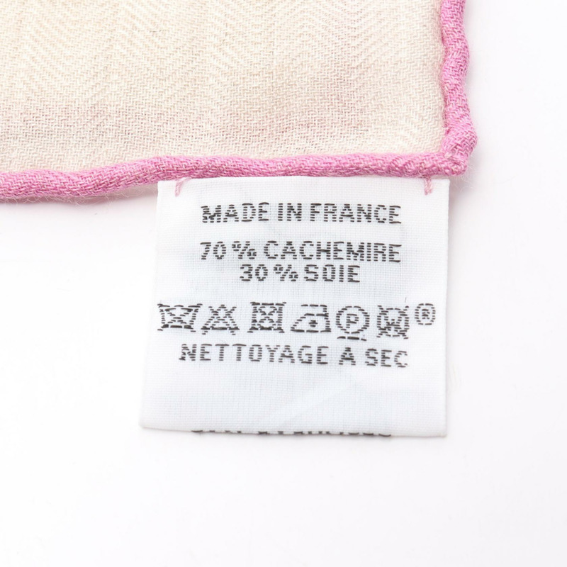 愛馬仕 Carre140 絲巾,絲質羊絨混紡,米粉色,二手女款-2