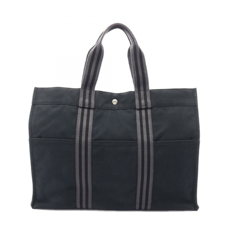 HERMES Fourre-tout GM 手提包帆布黑灰色二手男女通用 SHW