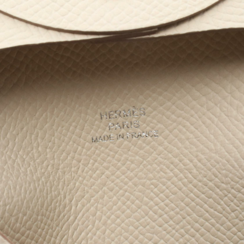 愛馬仕 Bastia 零錢包,Epsom 皮革,米色,女士,二手,帶五金配件-3