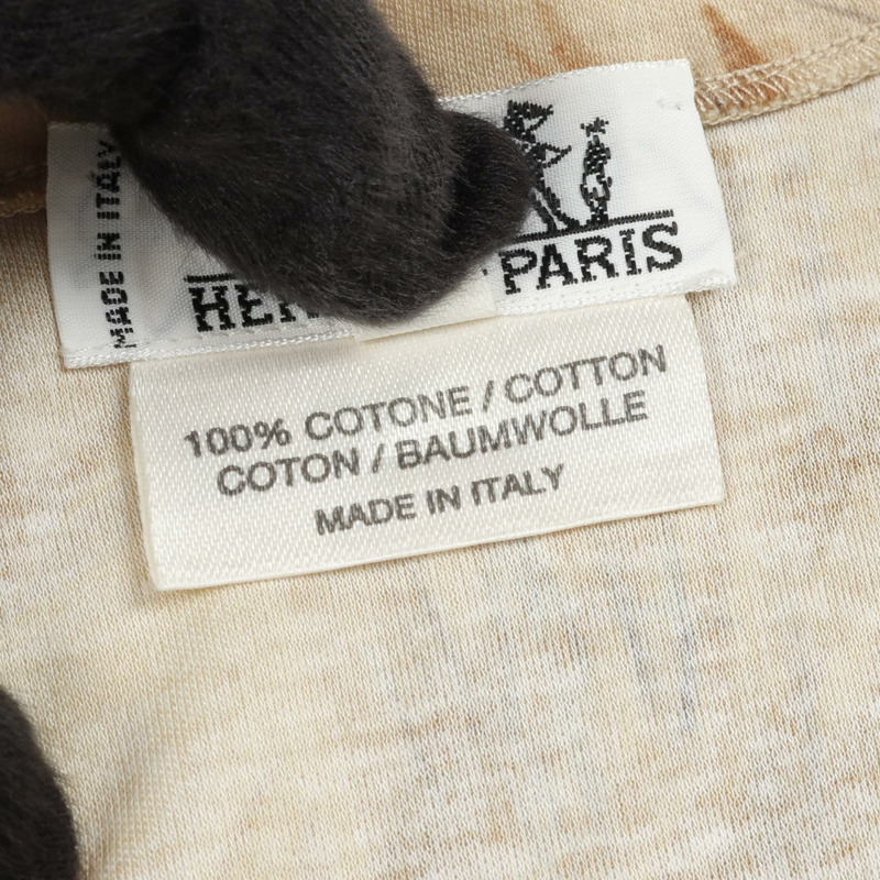 愛馬仕半袖T恤衫，獅子圖案，棉質，米色，二手，女款S碼-3