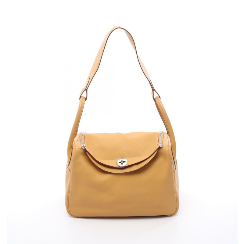 愛馬仕 Lindy 30 單肩包 Swift 皮革 棕色 芝麻色 二手 女款 SHW X-0