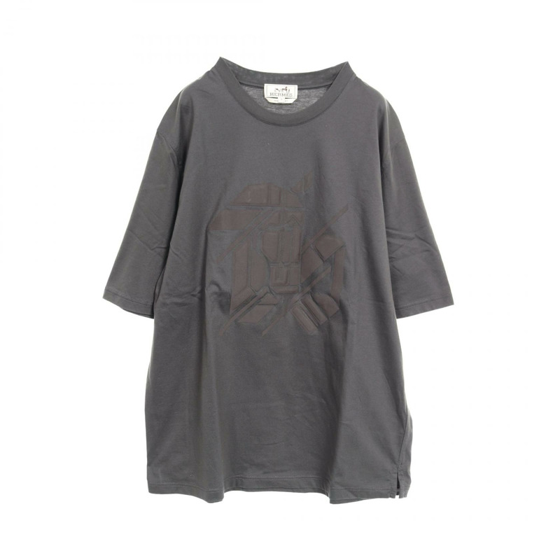 HERMES Chevaux en Symetrie 3D T 卹棉質灰色二手男款 L 碼-0